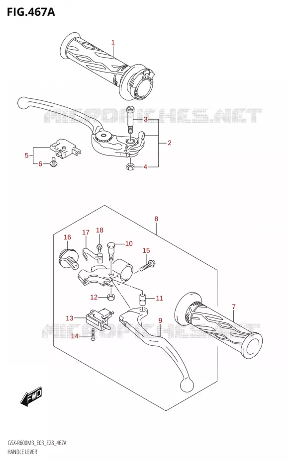 HEFBOMEN - HANDGRIPS Suzuki MOTO 600 GSX-R 2023  GSX-R600 M3 (E03,E28,E33)