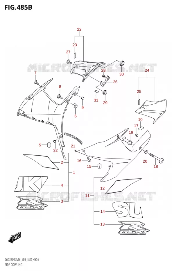 SIDE KUIP (GSX-R600Z) Suzuki MOTO 600 GSX-R 2023  GSX-R600 M3 (E03,E28,E33)