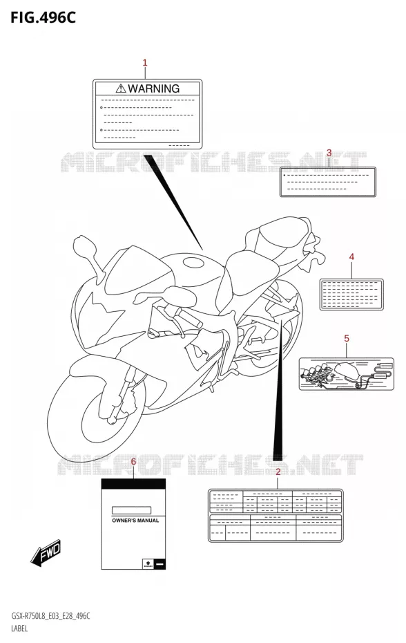 ETIKET (GSX-R750:L8:E33) Suzuki MOTO 750 GSX-R 2018  GSX-R750 L8 (E03,E28,E33)