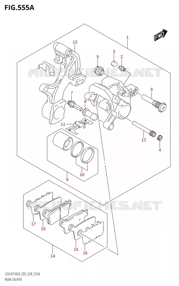 REAR CALIPER Suzuki MOTO 750 GSX-R 2018  GSX-R750 L8 (E03,E28,E33)