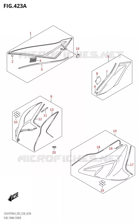 FUEL TANK COVER Suzuki MOTO 750 GSX-R 2019  GSX-R750 L9 (E03,E28,E33)