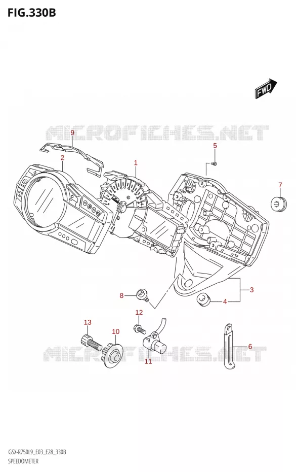 SNELHEIDSMETER (GSX-R750:L9:E28) Suzuki MOTO 750 GSX-R 2019  GSX-R750 L9 (E03,E28,E33)