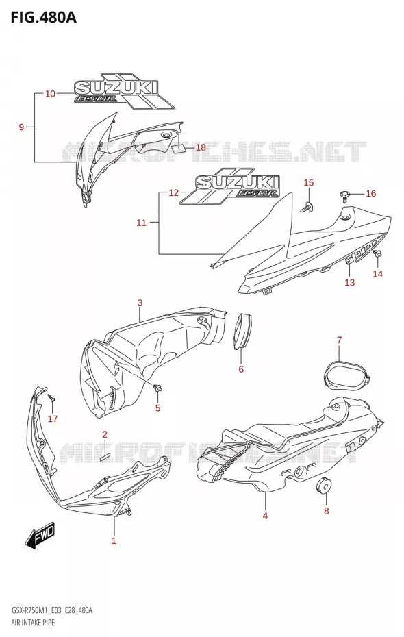 LUCHTINLAAT (GSX-R750Z) Suzuki MOTO 750 GSX-R 2021  GSX-R750 M1 (E03,E28,E33)