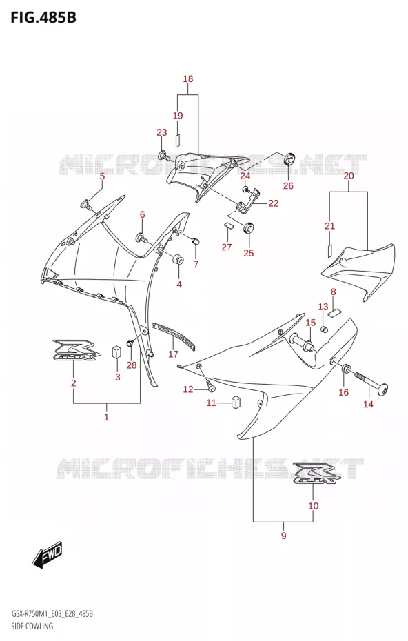 SIDE KUIP (GSX-R750) Suzuki MOTO 750 GSX-R 2021  GSX-R750 M1 (E03,E28,E33)