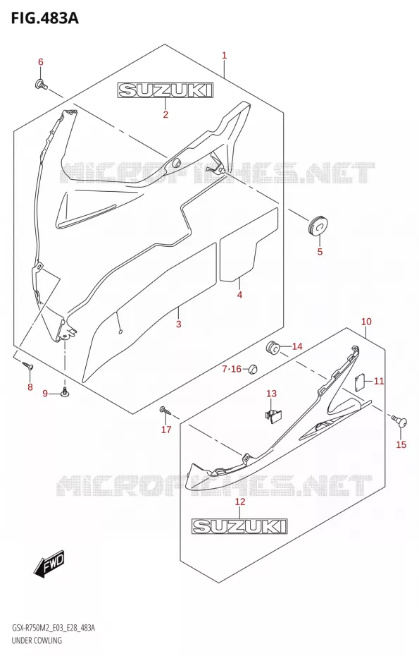 ONDER COWLING (GSX-R750) Suzuki MOTO 750 GSX-R 2022  GSX-R750 M2 (E03,E28,E33)