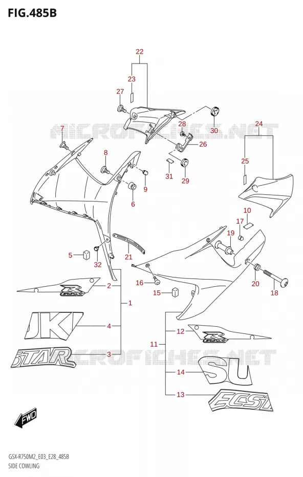 SIDE KUIP (GSX-R750Z) Suzuki MOTO 750 GSX-R 2022  GSX-R750 M2 (E03,E28,E33)