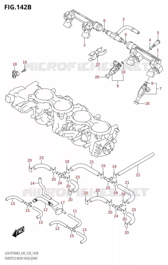 GASKLEPHUIS SLANG / JOINT (E33) Suzuki MOTO 750 GSX-R 2023  GSX-R750 M3 (E03,E28,E33)