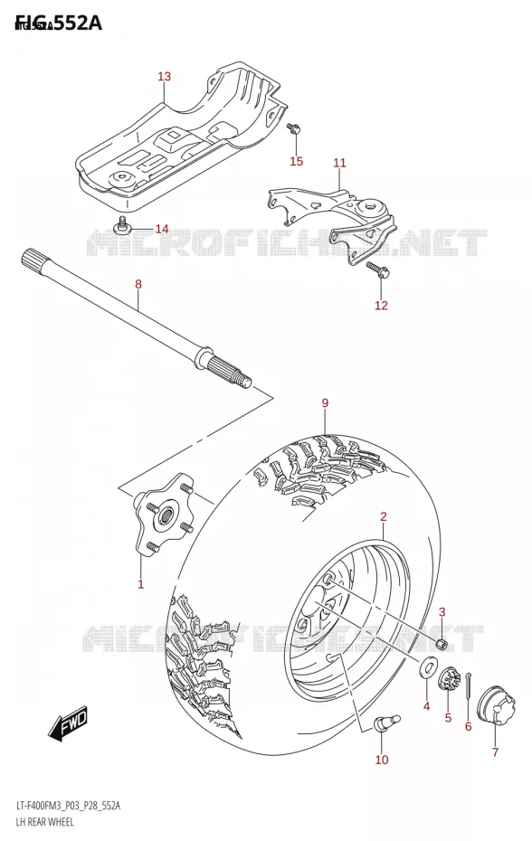 LINKERHAND ACHTERWIEL Suzuki QUAD 400 KINGQUAD 2023  LT-A400F M3 (P28)
