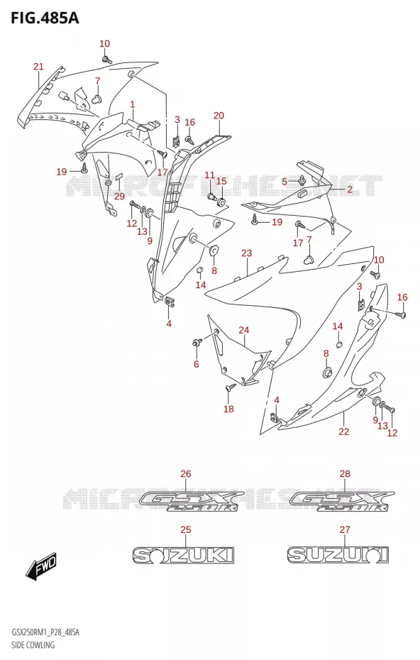 SIDE KUIP Suzuki MOTO 250 GSX-R 2021  GSX250R M1 (P28)