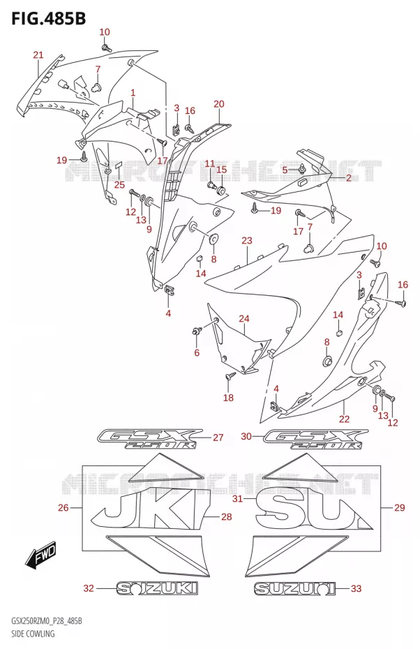 SIDE KUIP (FOR QHW) Suzuki MOTO 250 GSX-R 2020  GSX250RZ M0 E03,E28,E33