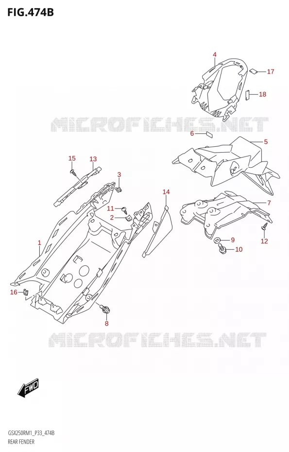ACHTERSPATBORD Suzuki MOTO 250 GSX-R 2021  GSX250R M1 (P33)