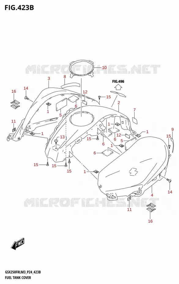 FUEL TANK COVER (GSX250FRLX) Suzuki MOTO 250 GSX-R 2023  GSX250FRLX / GSX250FRL M3 (P24)