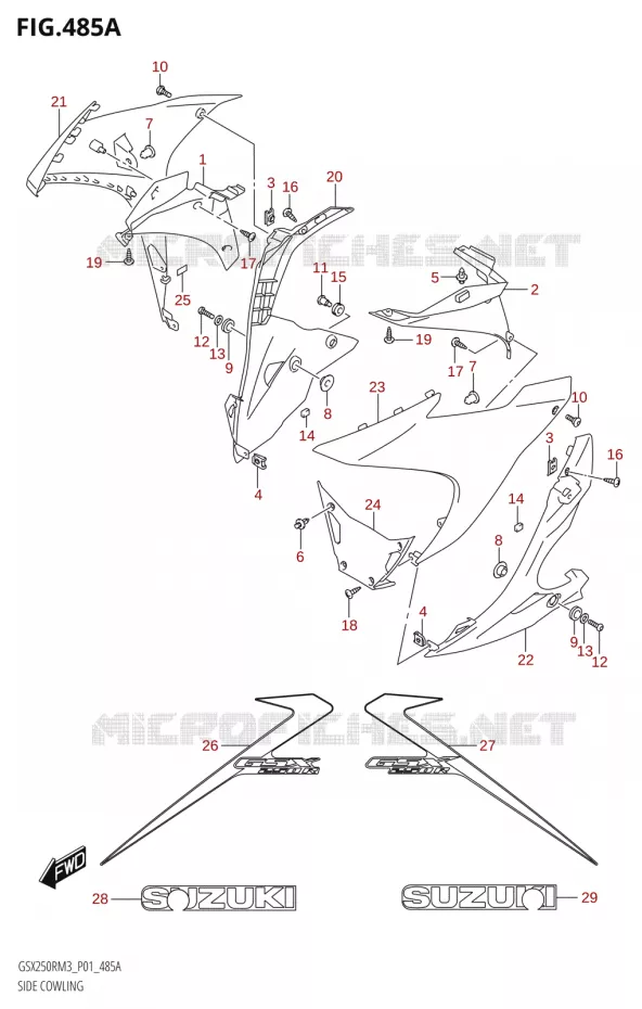SIDE KUIP (GSX250RRLJ:M3:P01) Suzuki MOTO 250 GSX-R 2023  GSX250RRLJ M3 (P01)