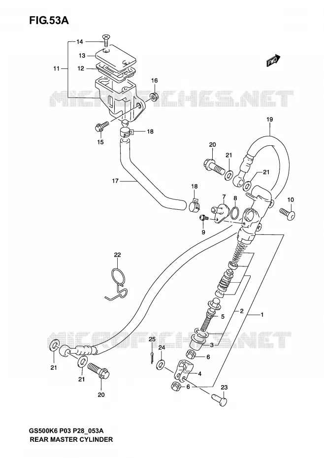 ACHTER HOOFDREMCILINDER (MODELE K4/K5/K6) Suzuki MOTO 500 GS-E 2005  GS500K5(P3)