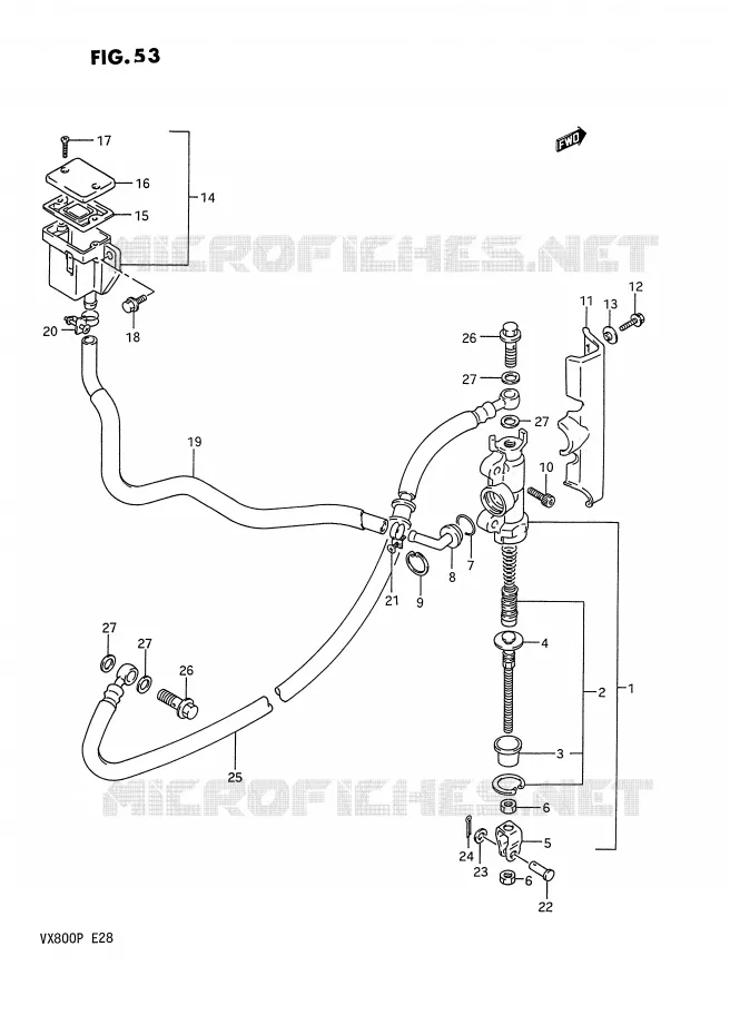ACHTER HOOFDREMCILINDER Suzuki MOTO 800 VX 1990  VX800L(E28)