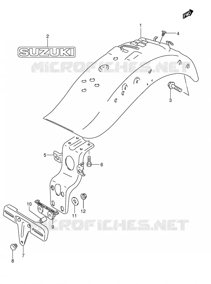 ACHTERSPATBORD (MODEL K5/K6/K7/K8) Suzuki MOTO 1400 INTRUDER 2004  VS1400GLPK4(E3/E28)