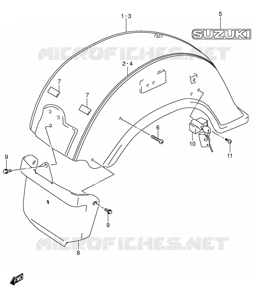ACHTERSPATBORD (MODELE K3/K4) Suzuki MOTO 1500 INTRUDER 1999  VL1500X(E2)