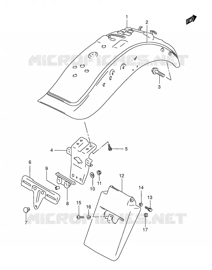 ACHTERSPATBORD (MODELE K3) Suzuki MOTO 1400 INTRUDER 2000  VS1400GLPY(E2)