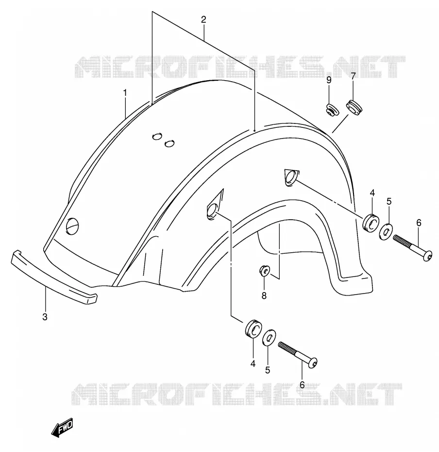 ACHTERSPATBORD (MODELE K3) Suzuki MOTO 800 VOLUSIA 2003  VL800K3(E2)