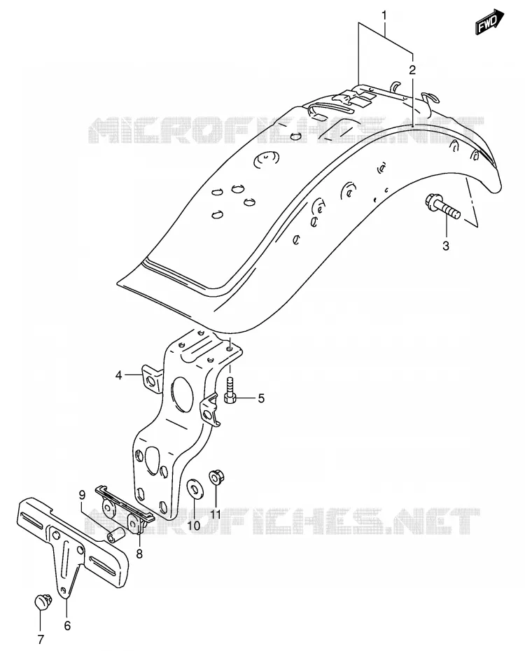 ACHTERSPATBORD (MODELE K4) Suzuki MOTO 1400 INTRUDER 2005  VS1400K5(E3/E28)