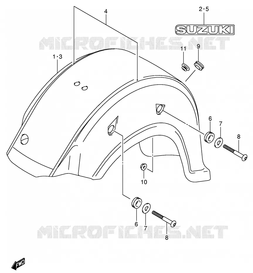 ACHTERSPATBORD (MODELE K5) Suzuki MOTO 800 VOLUSIA 2002  VL800K2(E2)