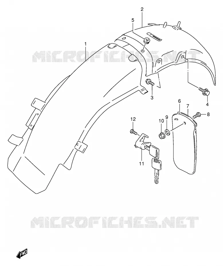ACHTERSPATBORD (MODELE V/W) Suzuki MOTO 250 TU 2000  TU250XY(E2)
