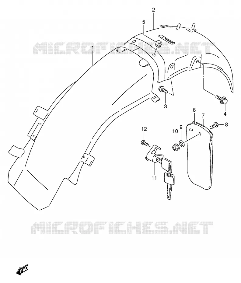 ACHTERSPATBORD (MODELE X) Suzuki MOTO 250 TU 2001  TU250XK1(E2)