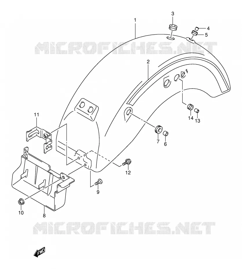 ACHTERSPATBORD (MODELE Y/K1) Suzuki MOTO 250 INTRUDER 2003  VL250K3(E2)