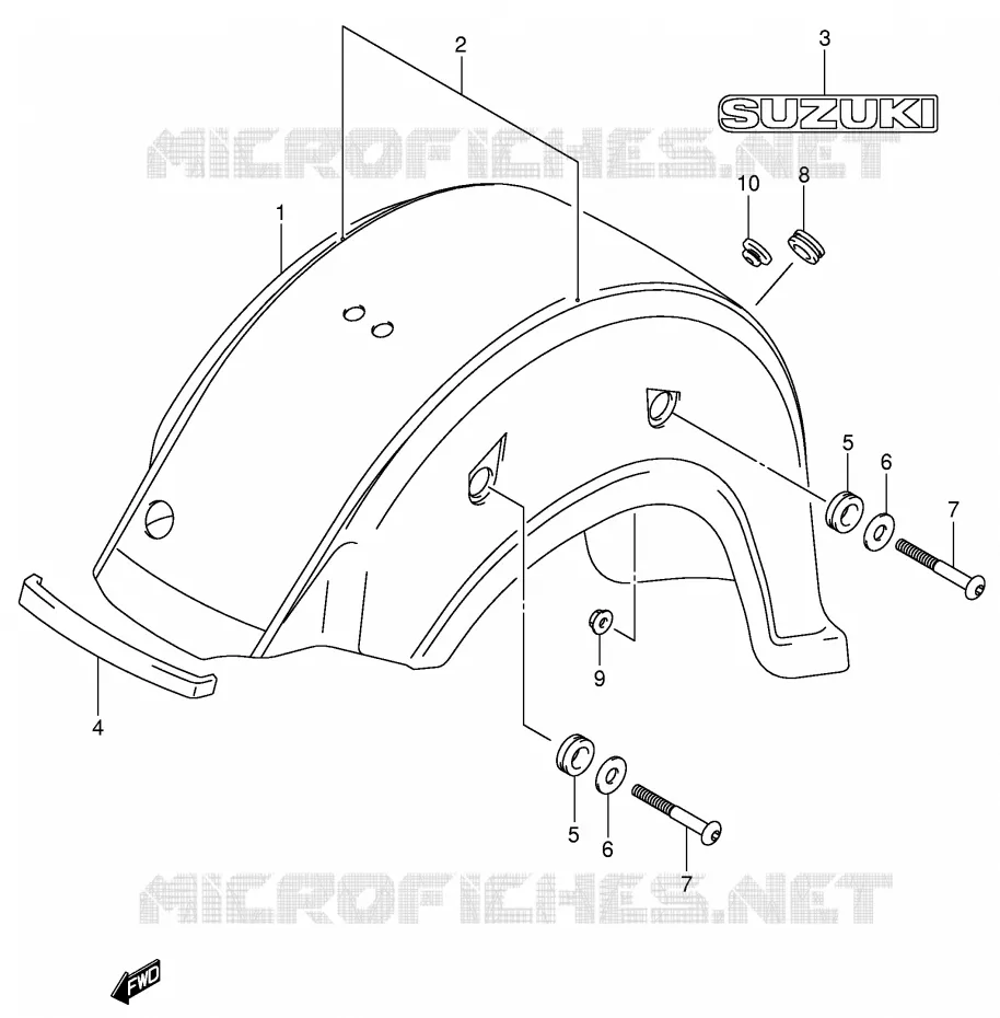 ACHTERSPATBORD (VL800K4) Suzuki MOTO 800 VOLUSIA 2004  VL800K4(E2)