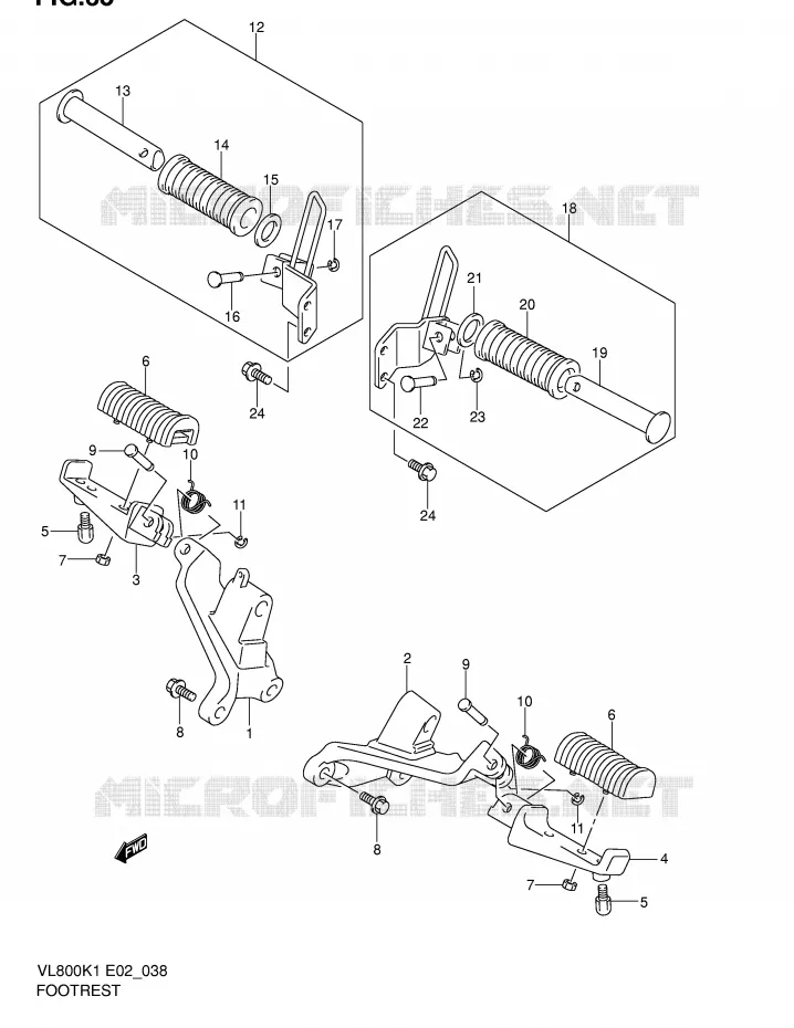 FOOTREST (MODELE K1/K2/K3/K4) Suzuki MOTO 800 VOLUSIA 2003  VL800ZK3(E2)