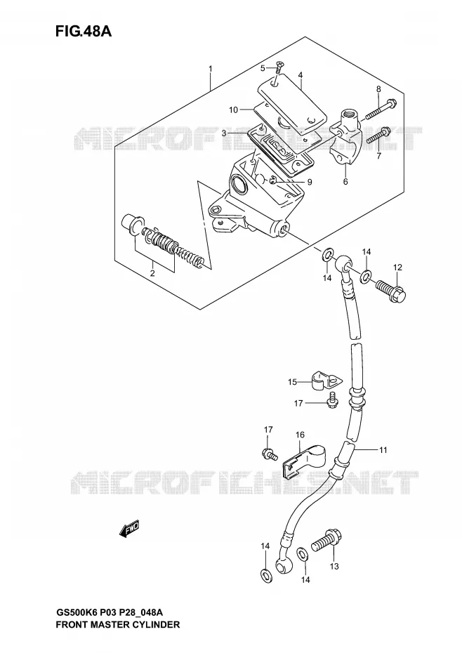 FRONT HOOFDREMCILINDER (GS500K4/K5/K6 P28) Suzuki MOTO 500 GS-E 2004  GS500K4(P3)