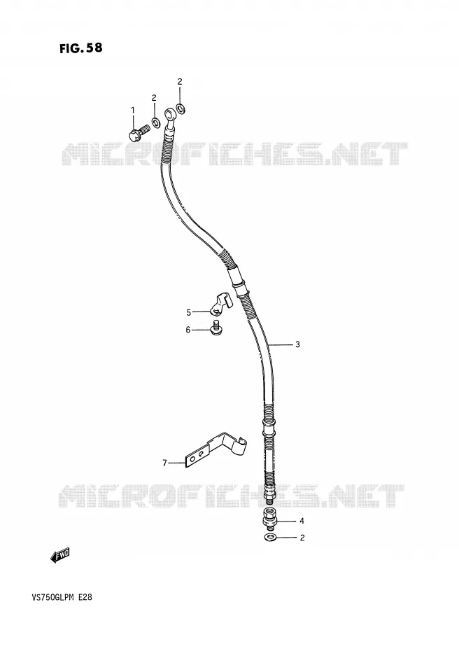 FRONT REMSLANG (MODELE F/G/H) Suzuki MOTO 750 INTRUDER 1988  VS750GLPJ(E28)