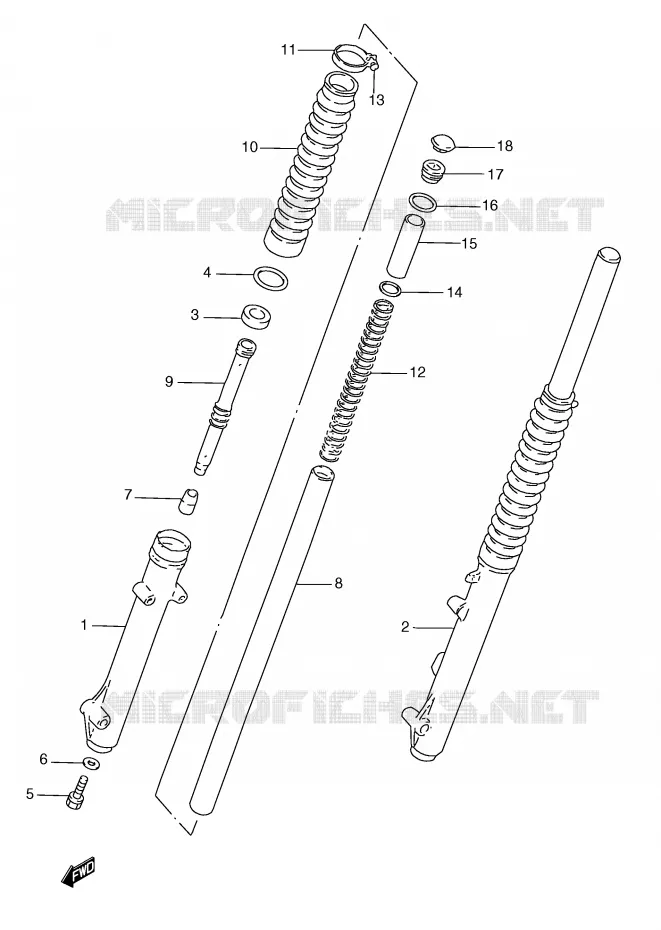 FRONT SCHOKDEMPER (E1,E24,E71) Suzuki MOTO 185 TS-ER 2000  TS185ERY(E1)