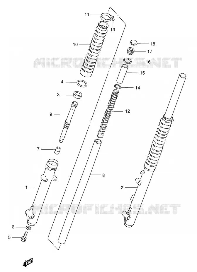 FRONT SCHOKDEMPER (P9) Suzuki MOTO 185 TS-ER 1996  TS185ERT(E1)