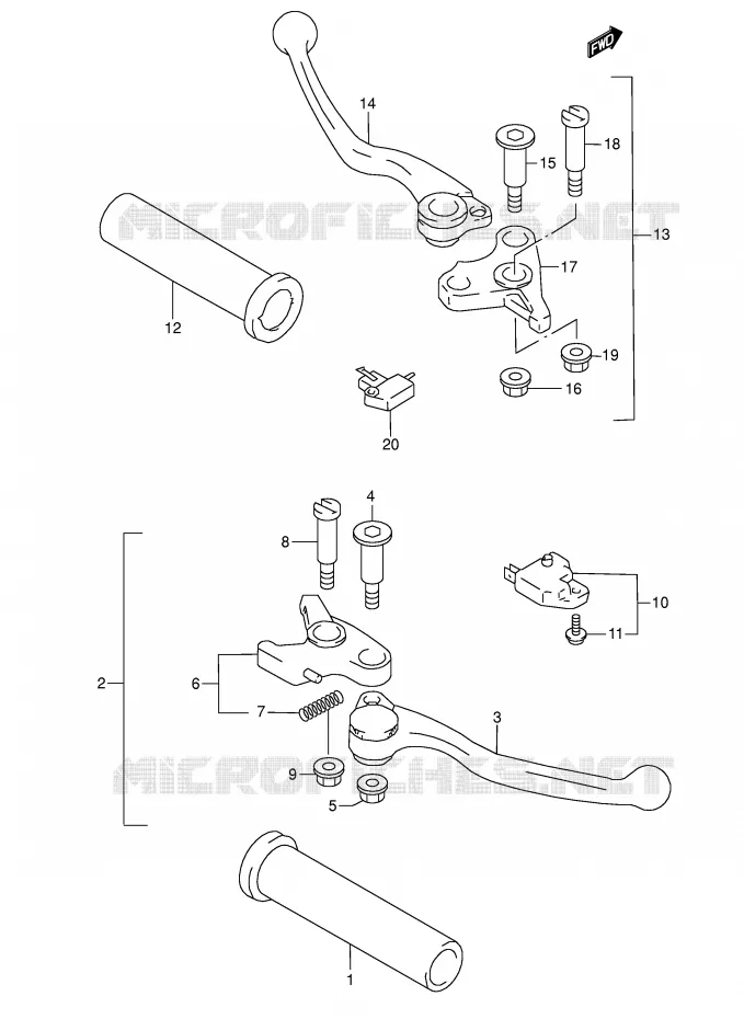 HANDGRIPS - LEVERS Suzuki MOTO 1500 INTRUDER 2004  VL1500K4(E2)