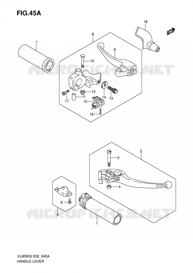 HEFBOMEN - HANDGRIPS (MODEL K7/K8/K9/L0) Suzuki MOTO 800 VOLUSIA 2007  VL800K7(E2)