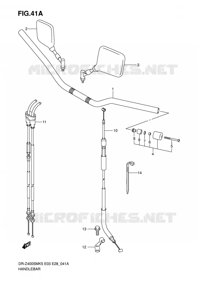 STUUR (MODEL K7/K8/K9) Suzuki MOTO 400 DR-Z 2006  DR-Z400SMK6(E3/E28)