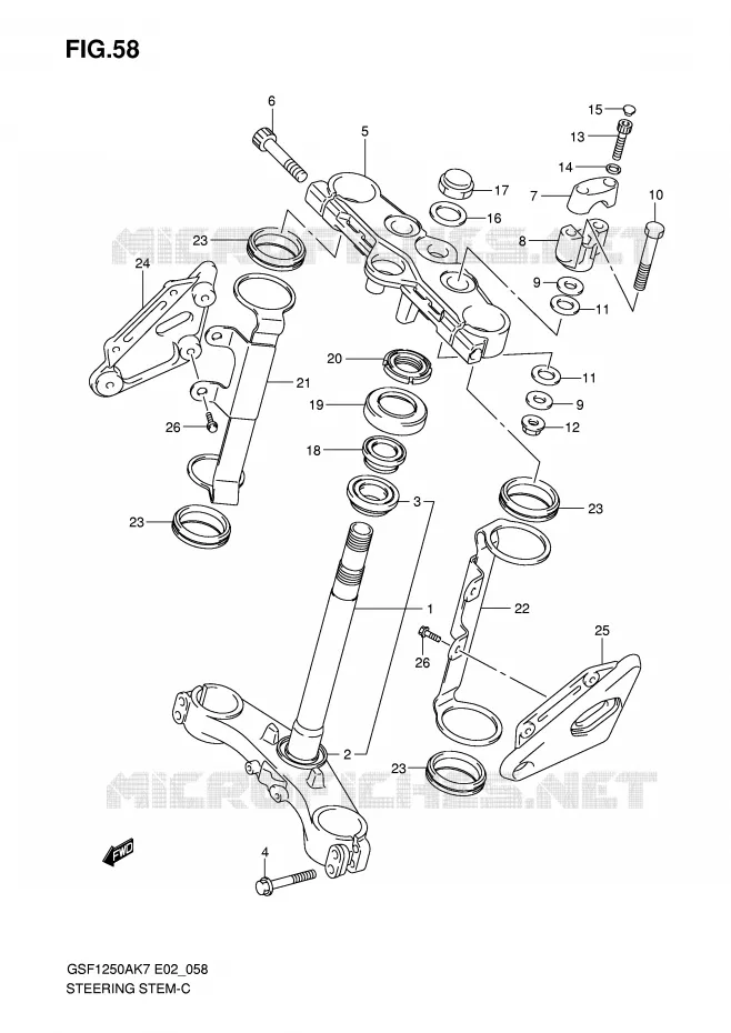 STUURKOLOM (GSF1250K7/AK7/K8/AK8/K9/AK9) Suzuki MOTO 1250 BANDIT-S 2007  GSF1250SAK7(E2)