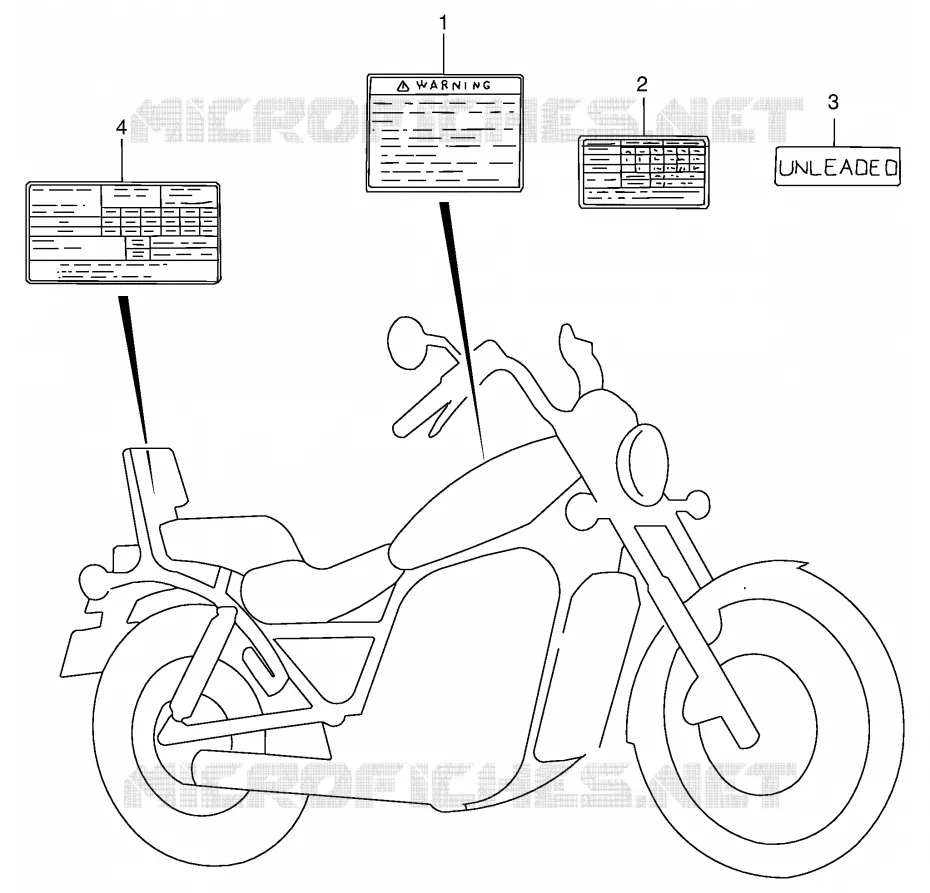 WAARSCHUWINGSLABEL (MODELE N/P/R) Suzuki MOTO 800 INTRUDER 1992  VS800GLN(E2)