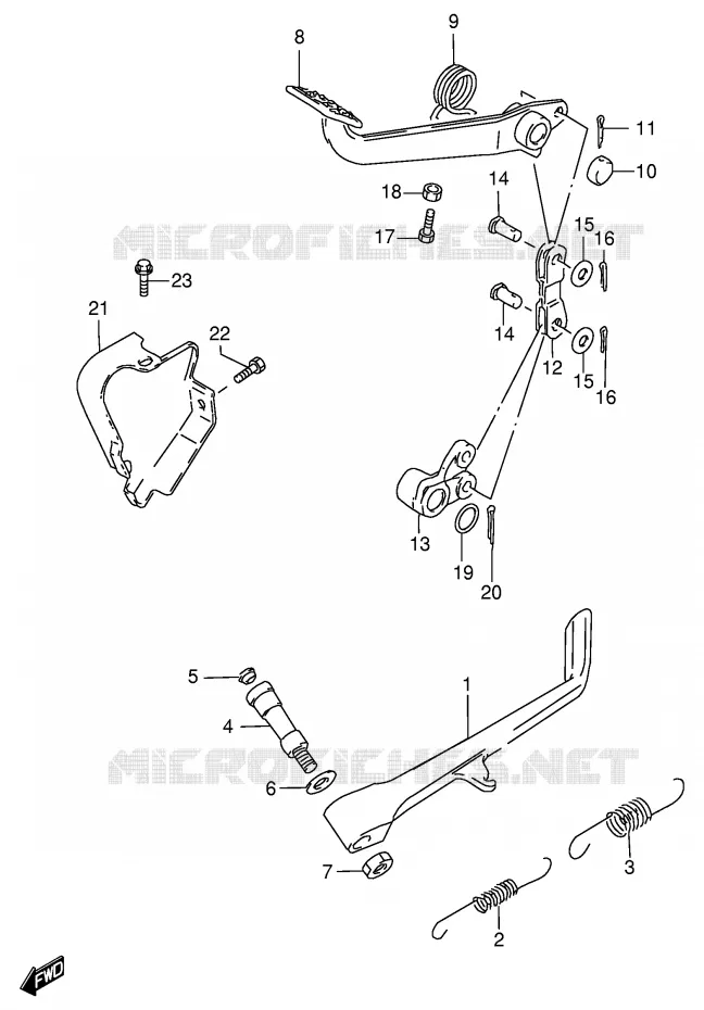 ZIJ STAND - ACHTER REMPEDAAL Suzuki MOTO 800 INTRUDER 2000  VS800GLY(E2)