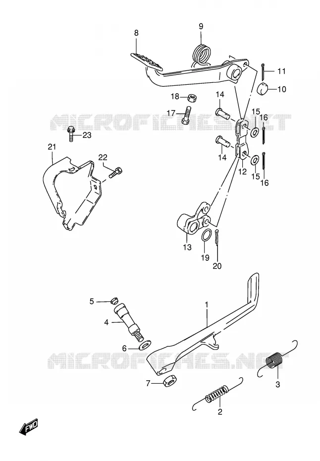 ZIJ STAND - ACHTER REMPEDAAL Suzuki MOTO 800 INTRUDER 2003  VS800GLK3(E22)