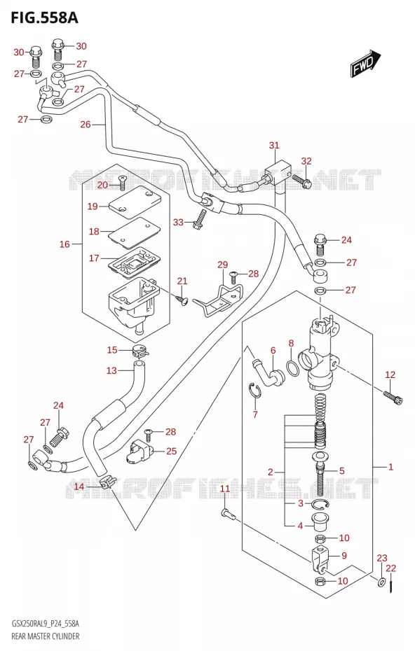 ACHTER hoofdremcilinder Suzuki MOTO 250 GSX-R 2019  GSX250RA L9/GSX250RZA L9 P24