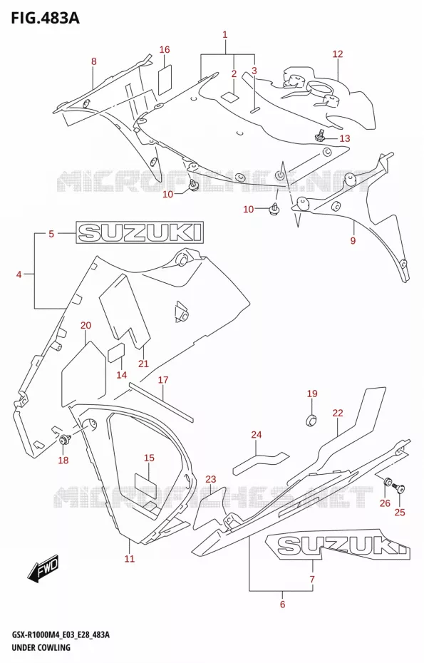 ONDER COWLING (GSX-R1000A) Suzuki MOTO 1000 GSX-R 2024  GSX-R1000A M4 E03 E28 E33