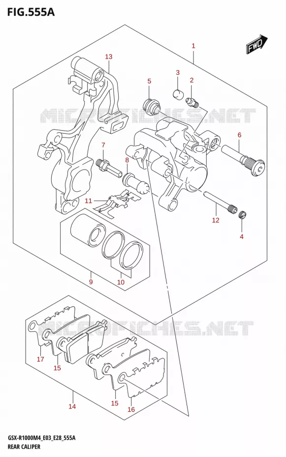 REAR CALIPER Suzuki MOTO 1000 GSX-R 2024  GSX-R1000A M4 E03 E28 E33