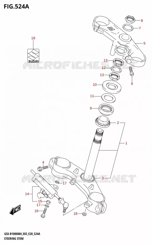 STUURKOLOM (GSX-R1000A) Suzuki MOTO 1000 GSX-R 2024  GSX-R1000A M4 E03 E28 E33