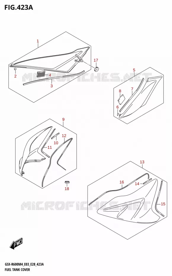 FUEL TANK COVER (GSX-R600) Suzuki MOTO 600 GSX-R 2024  GSX-R600 M4 (E03,E28,E33)