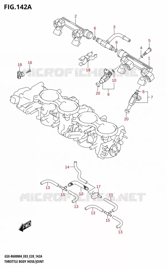 GASKLEPHUIS SLANG / JOINT (E03,E28) Suzuki MOTO 600 GSX-R 2024  GSX-R600 M4 (E03,E28,E33)