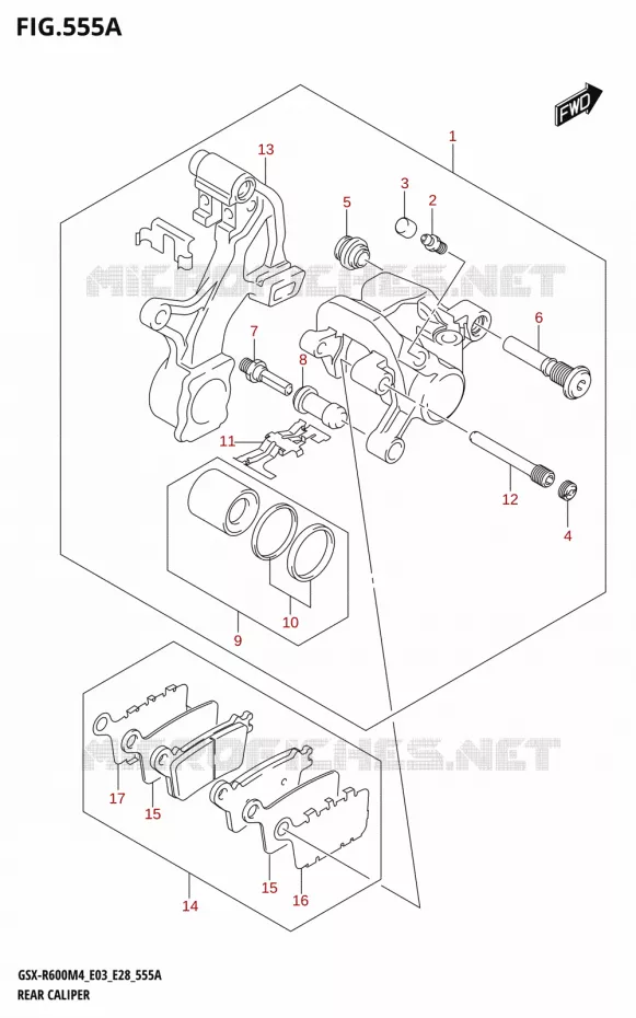 REAR CALIPER Suzuki MOTO 600 GSX-R 2024  GSX-R600 M4 (E03,E28,E33)
