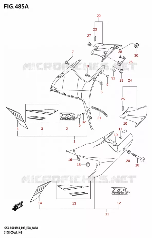 SIDE KUIP (GSX-R600) Suzuki MOTO 600 GSX-R 2024  GSX-R600 M4 (E03,E28,E33)