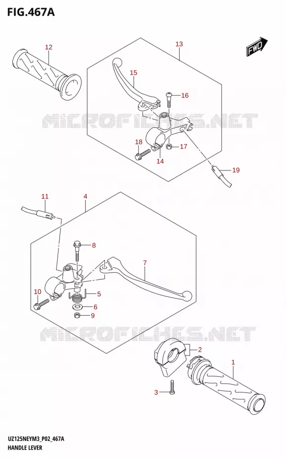 HEFBOMEN - HANDGRIPS Suzuki SCOOTER 125 ACCESS 2023  UZ125NEY M3 (P19)